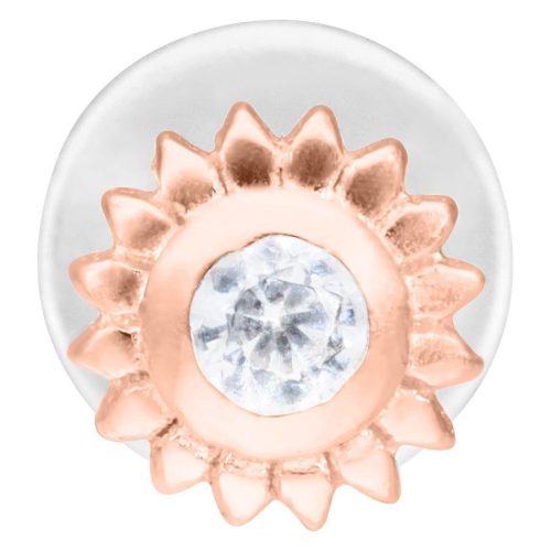 Roségoldenes Labret mit Kristall auf weißem Hintergrund