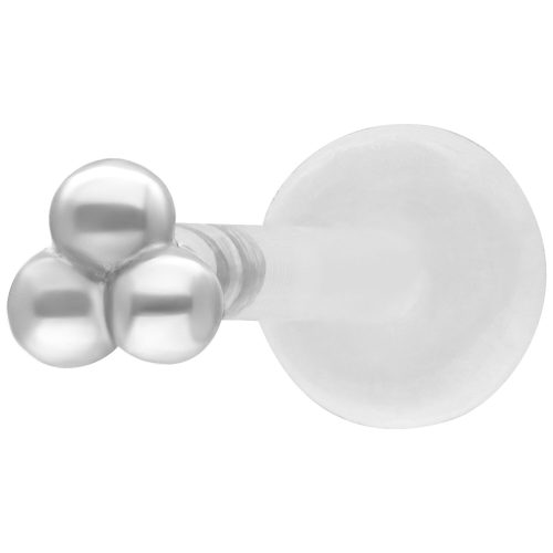 Silbernes Labret mit drei Kugeln auf weißem Hintergrund