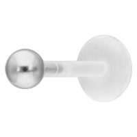 Silbernes Ball Push-Fit Labret aus Chirurgenstahl auf weißem Hintergrund