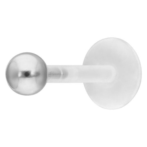 Silbernes Ball Push-Fit Labret aus Chirurgenstahl auf weißem Hintergrund