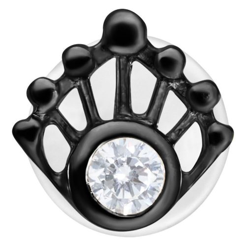 Schwarzes Mermaid Push-Fit Labret mit kristallklarem Stein auf weißem Hintergrund