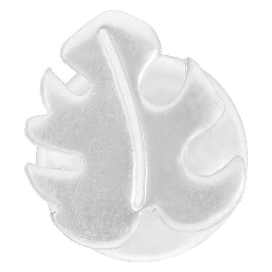 Silberfarbenes Monstera Labret mit Push-Fit Design auf weißem Hintergrund