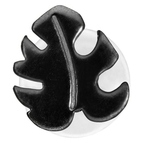 Schwarzes Monstera Labret mit Push-Fit, glänzendes Blattdesign