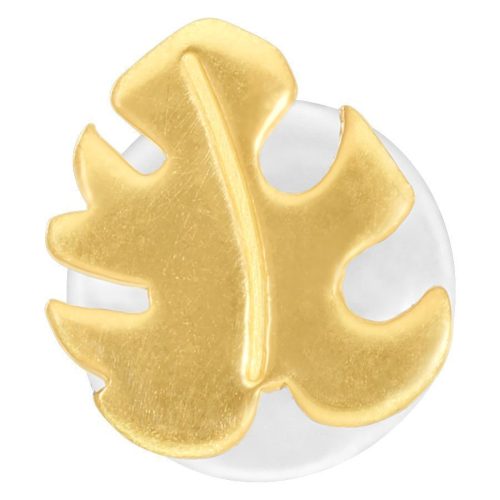 Goldenes Monstera Push-Fit Labret auf weißem Hintergrund