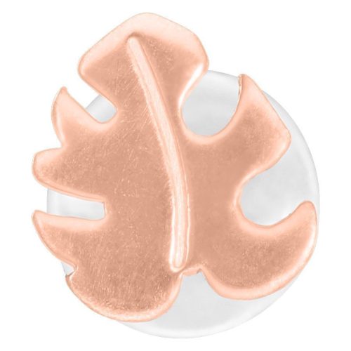 Roségoldenes Monstera Push-Fit Labret auf weißem Hintergrund