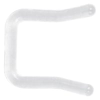 Transparenter, gebogener Septum Keeper aus flexiblem Bioplast auf weißem Hintergrund