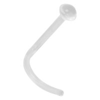 Klarer Nasenstecker aus Bioplast mit 2,5 mm Kugel auf weißem Hintergrund