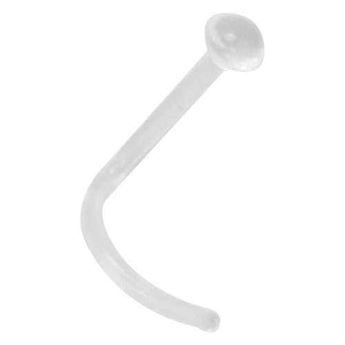Klarer Nasenstecker aus Bioplast mit 2,5 mm Kugel auf weißem Hintergrund