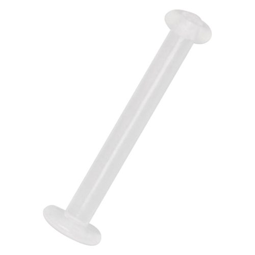 Transparenter Labret aus Bioplast mit flachen Enden auf weißem Hintergrund