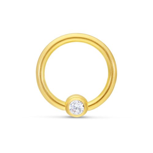 Goldener 18K Clip in Ring mit klarem Kristall auf weißem Hintergrund