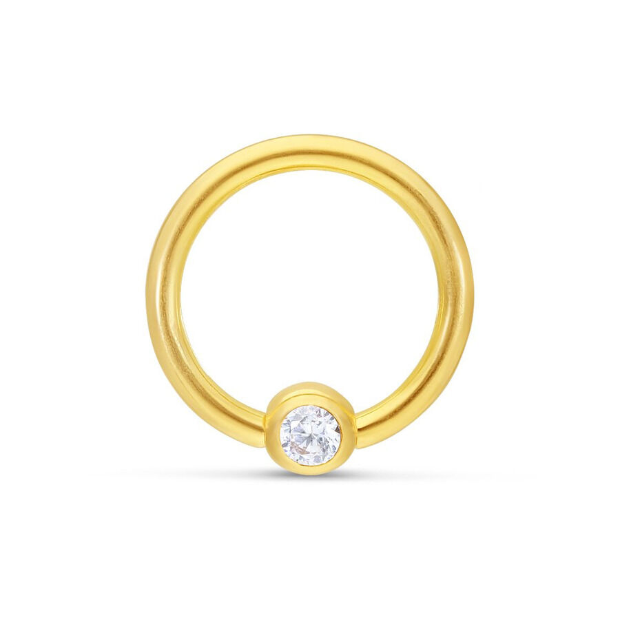 Goldener 18K Clip in Ring mit klarem Kristall auf weißem Hintergrund