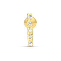 18K Gold Barbell mit fünf klaren Kristallen auf weißem Hintergrund