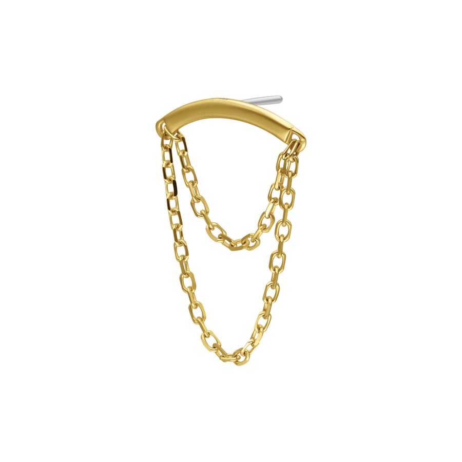 Goldener Push-Fit Helixaufsatz mit Kette auf weißem Hintergrund