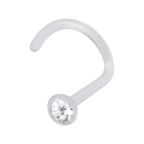 Kristallklarer Nasenstecker aus Bioplast mit 2,5 mm Kugel