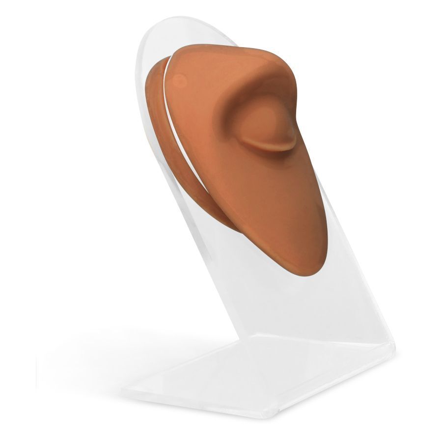 Braunes Body Bit Eye aus Silikon auf transparentem Display