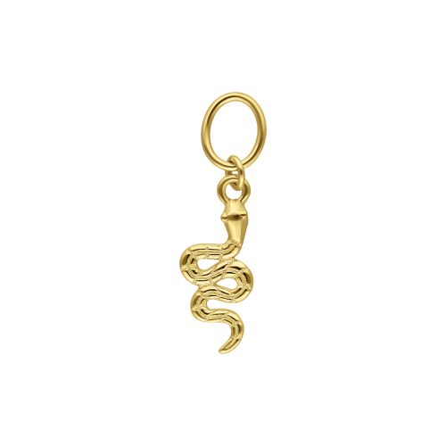 Goldener Schlangenanhänger aus 18K Gold mit klaren Kristallen auf weißem Hintergrund