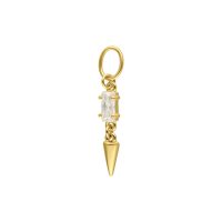 Goldener Piercing Anhänger mit klarem Kristall und Spike auf weißem Hintergrund