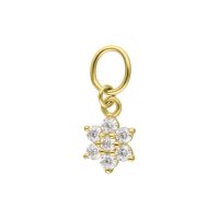 Goldener Blumenanhänger aus 18K Gold mit klaren Moissanit-Kristallen