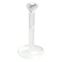 Transparenter Labret-Stecker mit klarem Kristall auf weißem Hintergrund
