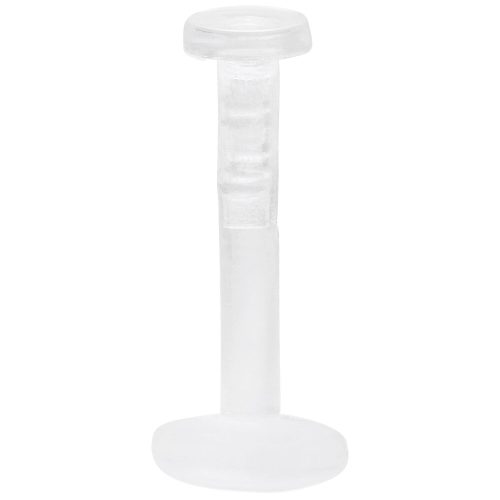 Transparenter Labret Stab aus Bioplast auf weißem Hintergrund
