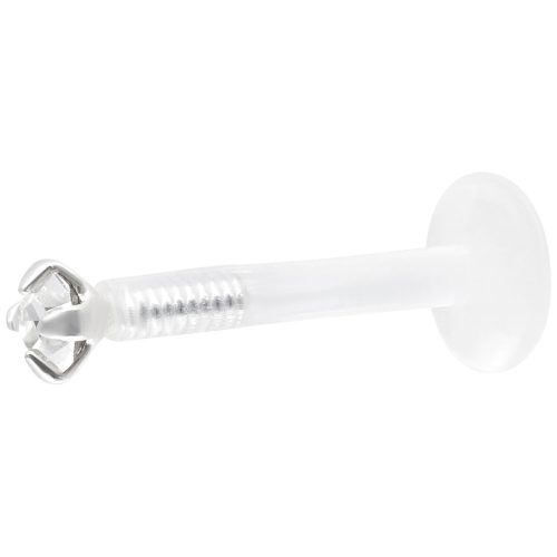 Kristallklarer Labret mit Push Fit auf weißem Hintergrund