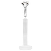 Silbernes Labret mit kristallklarem Stein und Bioplast Schaft auf weißem Hintergrund