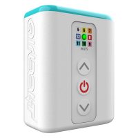 Weißes Airbolt Mini Akku-Pack mit Aluminiumgehäuse und LED-Anzeige