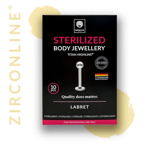 Schwarze Verpackung mit goldfarbenem Sterilized Mikro Labret Piercing, Titan Grad 23