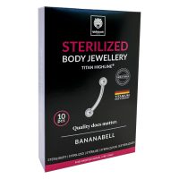 Verpackung für sterilisiertes Titan Micro Bananabell mit silbernem Schmuckstück