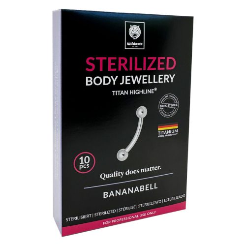 Verpackung für sterilisiertes Titan Micro Bananabell mit silbernem Schmuckstück