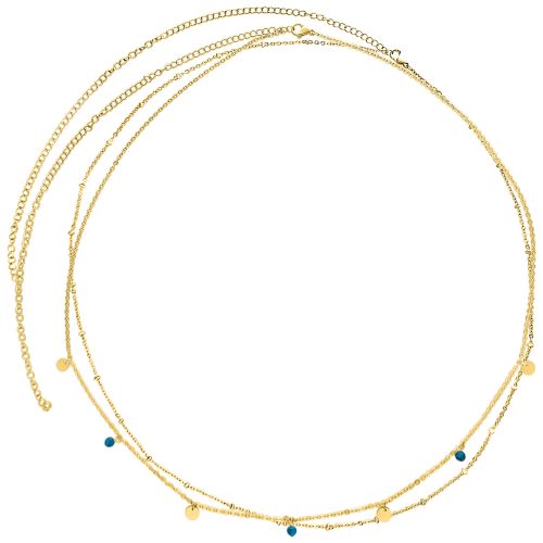 Goldene zweireihige Bauchkette aus Chirurgenstahl 316L auf weißem Hintergrund
