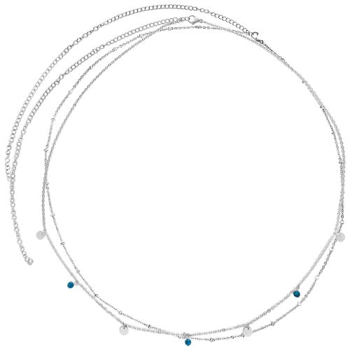Silberne doppelte Bauchkette aus Chirurgenstahl 316L mit kleinen Anhängern auf weißem Hintergrund