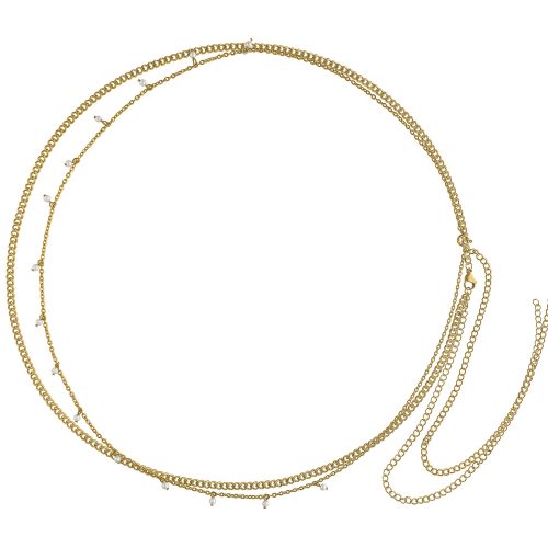 Goldene Bauchkette aus Chirurgenstahl 316L mit Perlen