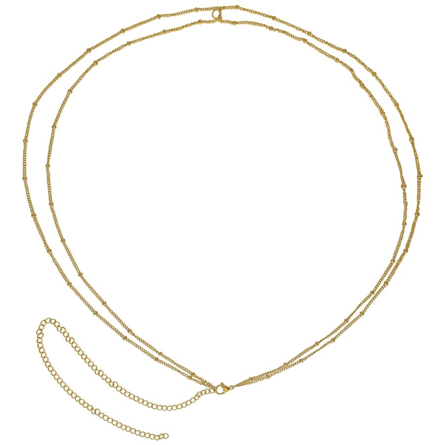 Goldene Piercingkette aus Chirurgenstahl 316L auf weißem Hintergrund