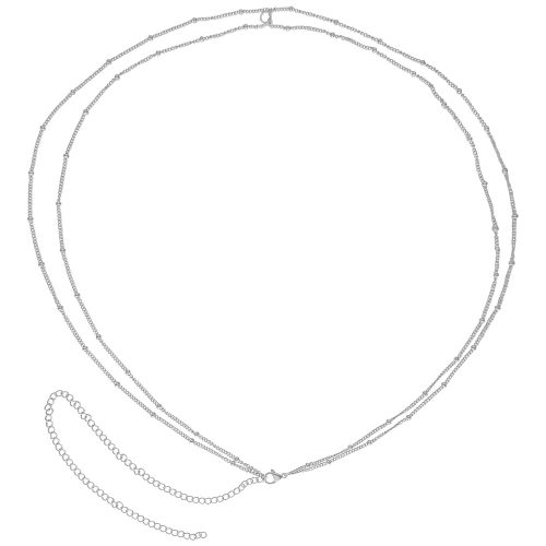 Silberne Bauchkette aus Chirurgenstahl 316L auf weißem Hintergrund