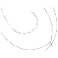 Silberne Connected Satellite Belly Chain aus Chirurgenstahl 316L auf weißem Hintergrund