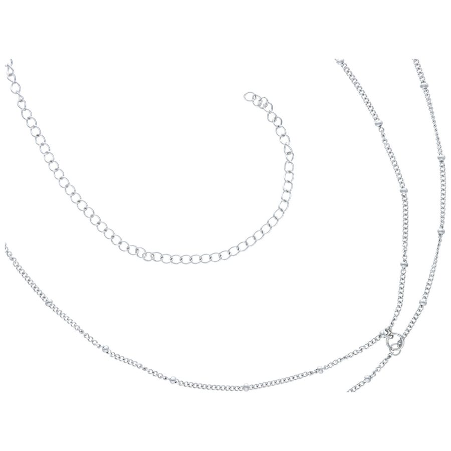 Silberne Connected Satellite Belly Chain aus Chirurgenstahl 316L auf weißem Hintergrund