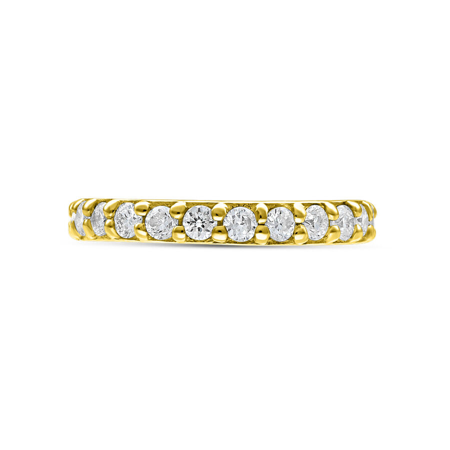 Hinged Goldring mit klaren Diamanten auf weißem Hintergrund