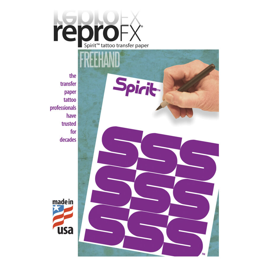 Repro FX Freehand Transferpapier in lila mit Hand und Stift auf weißem Hintergrund