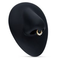 Goldener Septumring mit klaren Kristallen auf schwarzem Display
