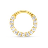 Goldener Septumring mit klaren Kristallen auf weißem Hintergrund