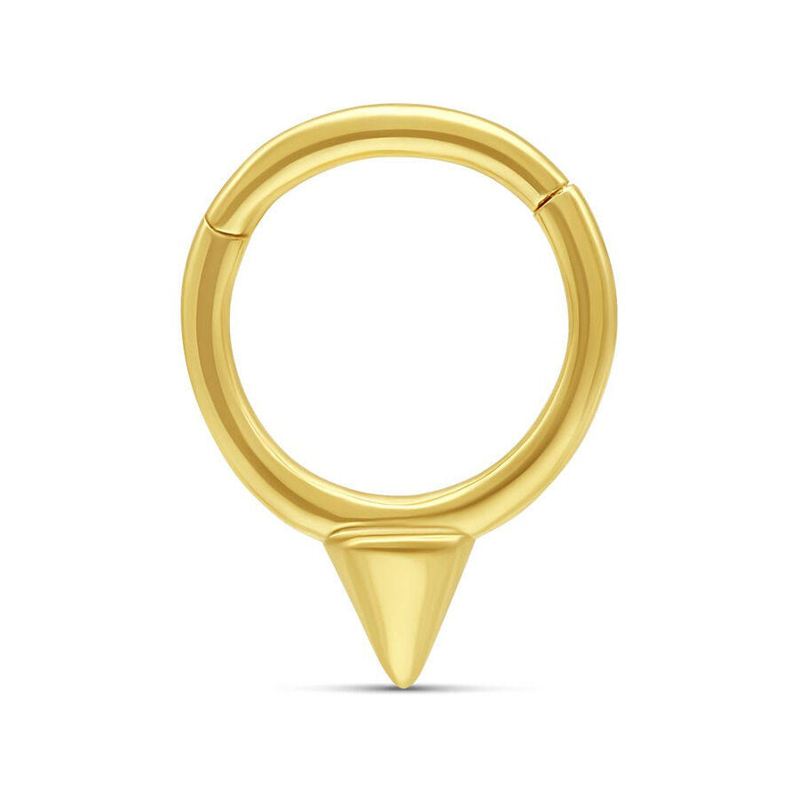 14K Gold Piercingring mit Kegel auf weißem Hintergrund