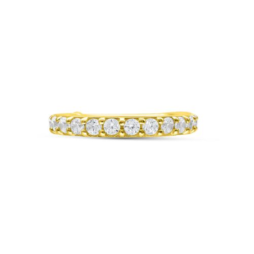 Goldener Piercingring mit klaren Kristallen auf weißem Hintergrund