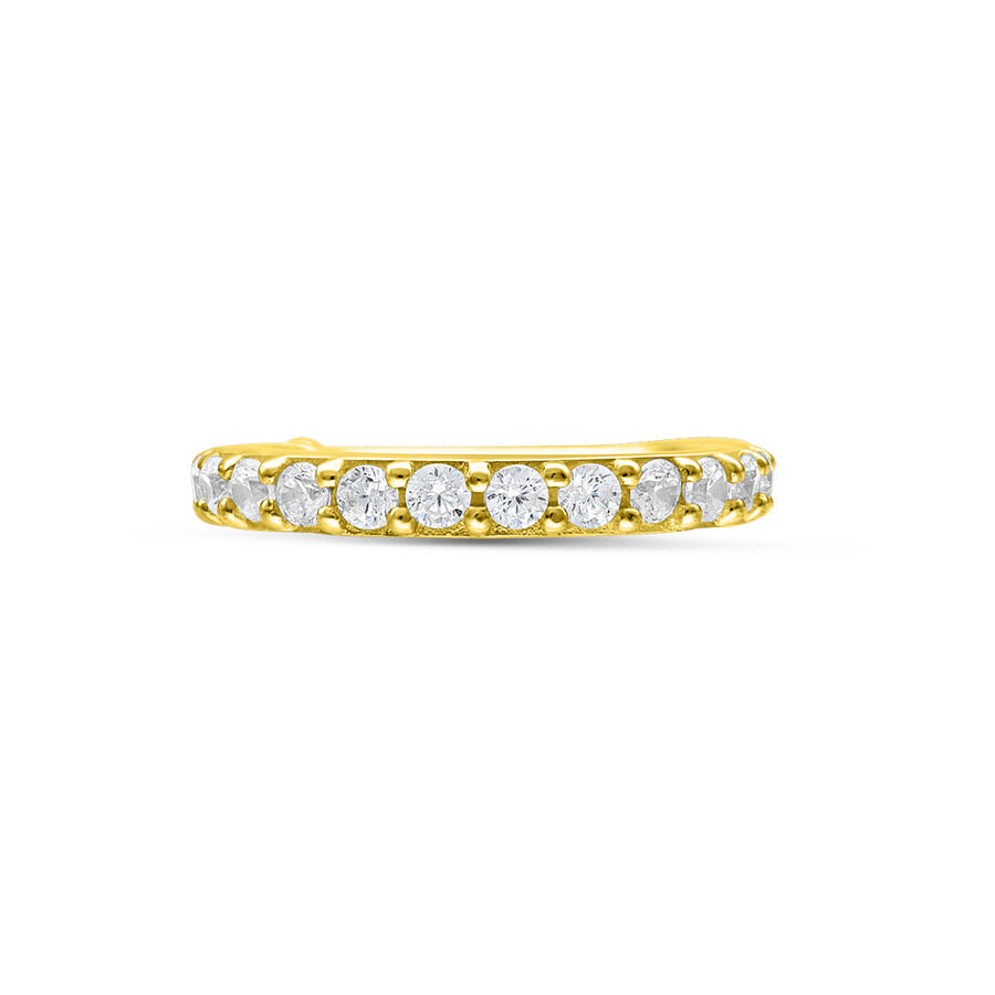 Goldener Piercingring mit klaren Kristallen auf weißem Hintergrund