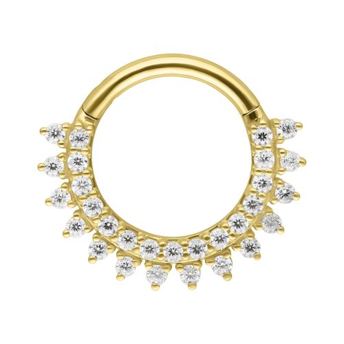 Goldener Septumring mit Moissanit-Steinen auf weißem Hintergrund