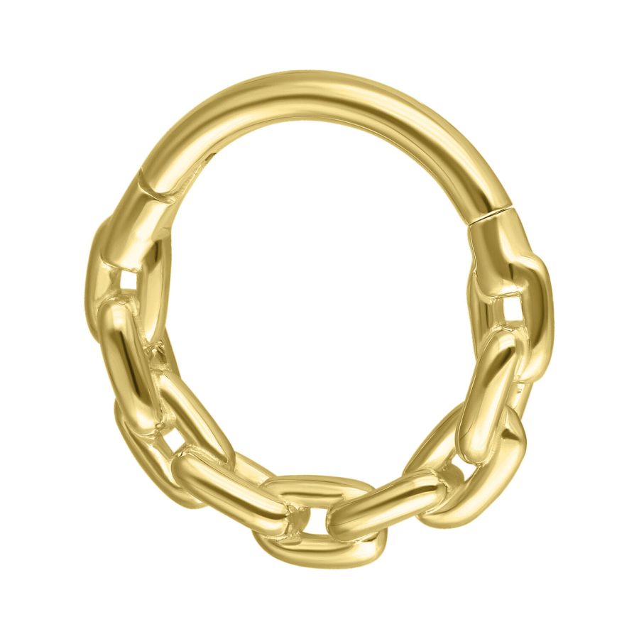 Septumring aus 585er Gold mit Kettendesign auf weißem Hintergrund