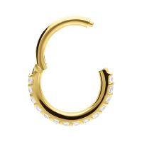 Goldener 14K Piercingring mit Moissanit-Kristallen, Studiohintergrund