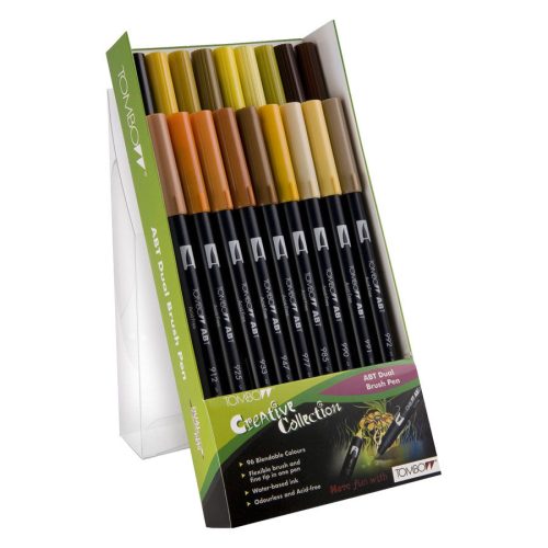 18er Set Tombow Dual Brush Pens in Erdtönen auf weißem Hintergrund