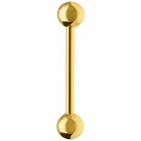 Glänzender 18K Gold Barbell, Länge 14,0 mm, auf weißem Hintergrund