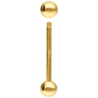 Goldene 18K Barbell mit 14,0 mm Länge und Außengewinde auf weißem Hintergrund